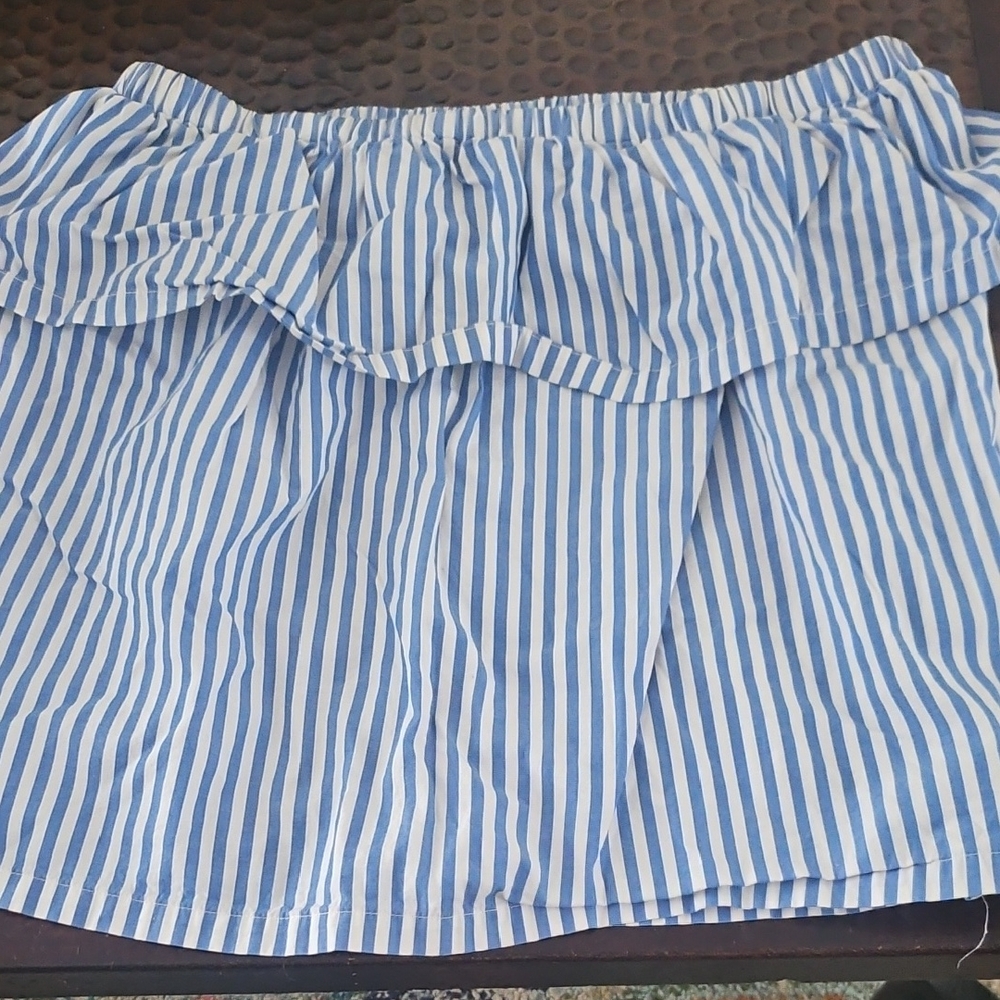 H&M Blue and White Striped Mini Skirt